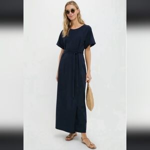 TUCKERNUCK Navy Blue Clarissa Belt Relaxed Fit Maxi Dress Sz Large